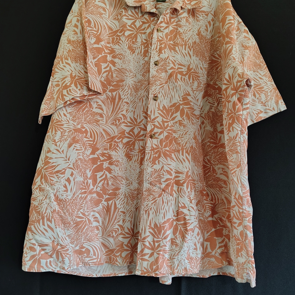 Eddie Bauer Men's Orange Coral Leaf Print Button Down Relax Fit